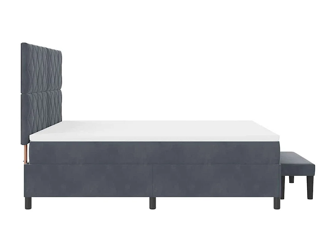Cama tipo Box Spring Gris oscuro 180 x 200 cm Terciopelo