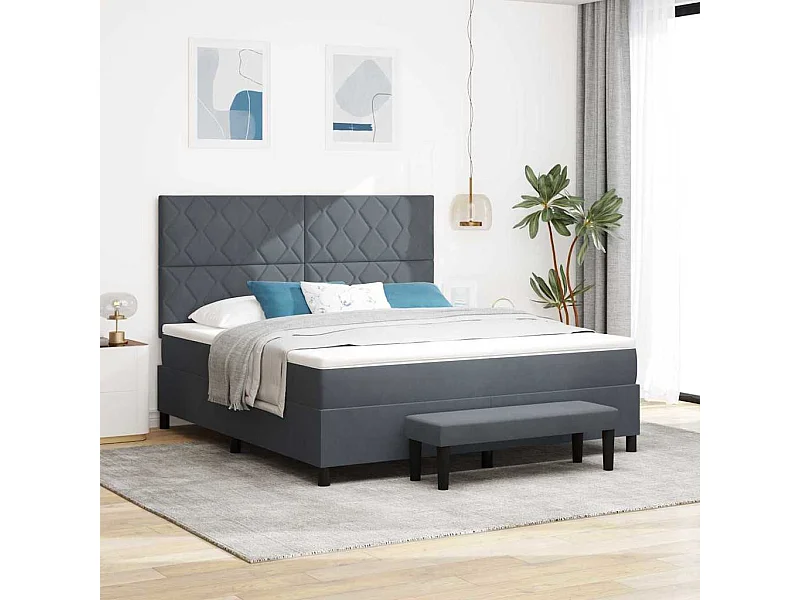 Cama tipo Box Spring Gris oscuro 180 x 200 cm Terciopelo