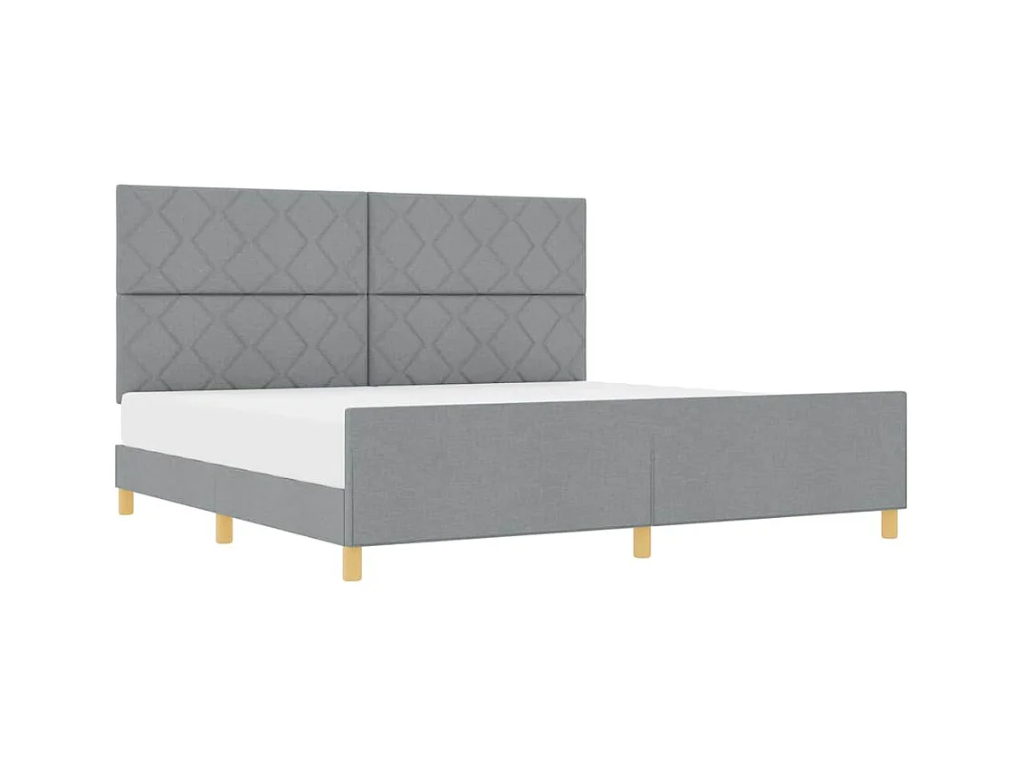 Cadre de lit avec tête de lit Gris clair 200 x 200 cm tissu