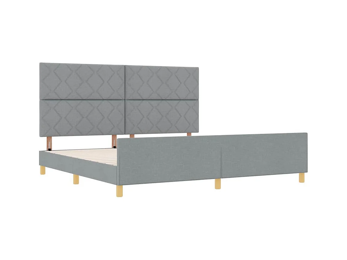 Cadre de lit avec tête de lit Gris clair 200 x 200 cm tissu