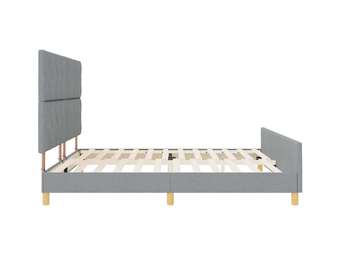 Cadre de lit avec tête de lit Gris clair 200 x 200 cm tissu