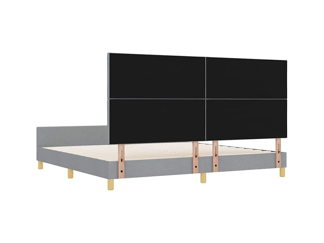 Cadre de lit avec tête de lit Gris clair 200 x 200 cm tissu