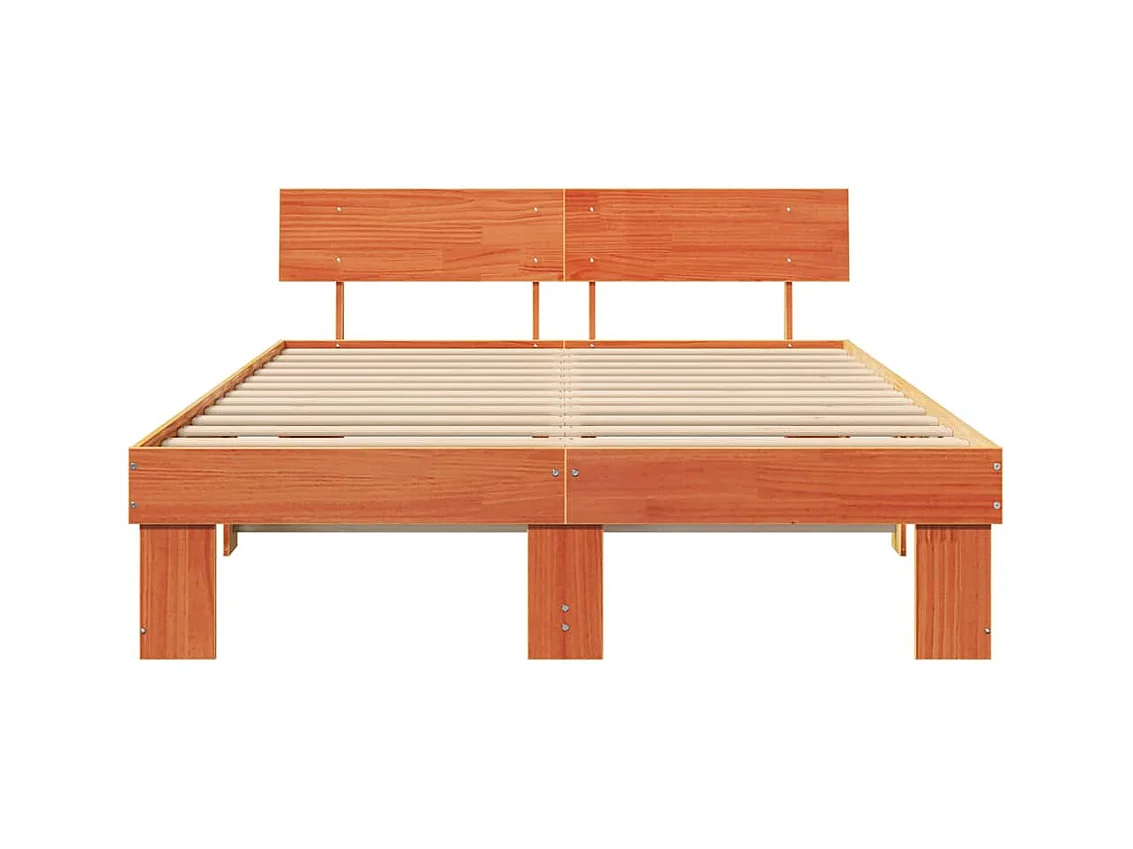 Estructura de cama con cabecera Marrón cera 150 x 200 cm