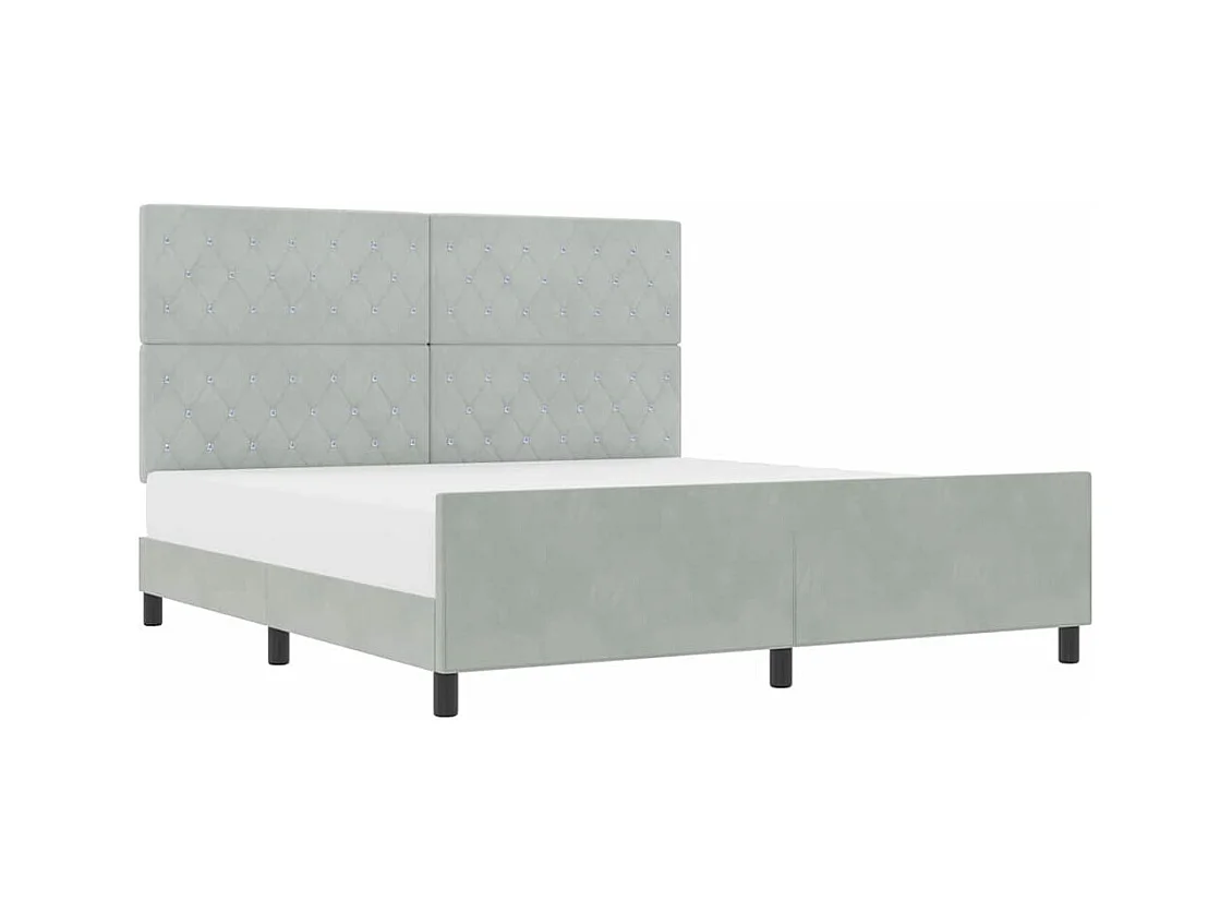 Cadre de lit avec tête de lit Gris clair 180 x 200 cm Velours
