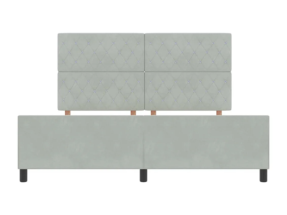 Cadre de lit avec tête de lit Gris clair 180 x 200 cm Velours