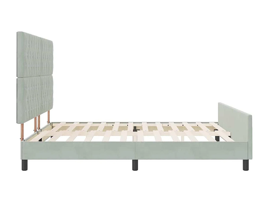 Cadre de lit avec tête de lit Gris clair 180 x 200 cm Velours