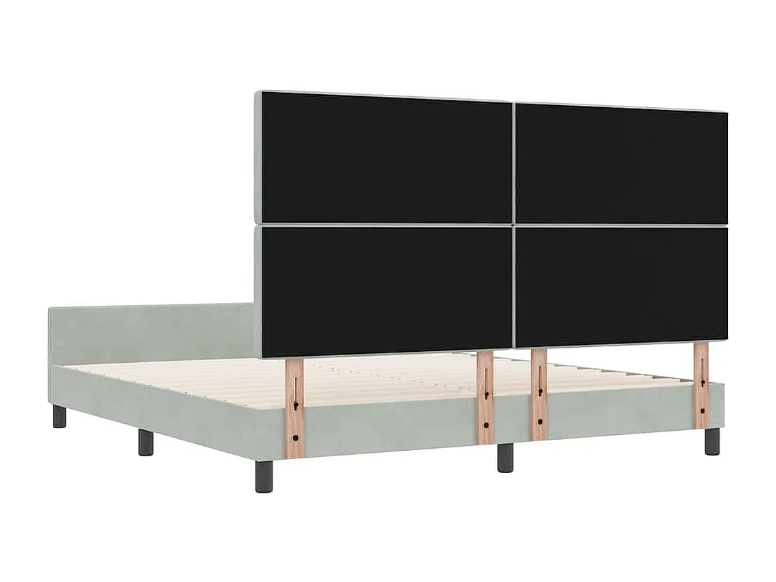 Cadre de lit avec tête de lit Gris clair 180 x 200 cm Velours