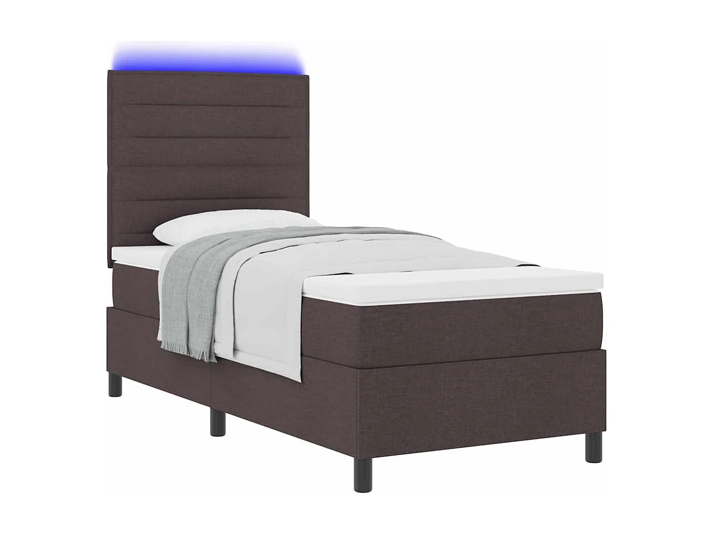Cama tipo Box Spring con colchón Marrón oscuro 90 x 200 cm tela