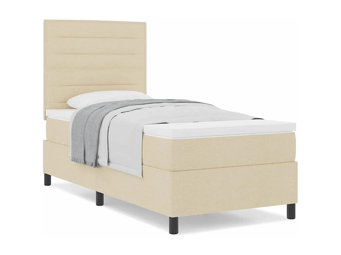 Cadre de lit avec matelas Crème 100 x 200 cm tissu