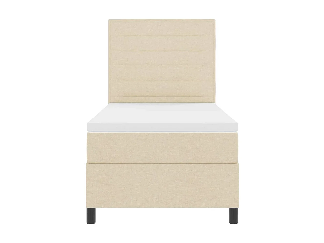 Cadre de lit avec matelas Crème 100 x 200 cm tissu