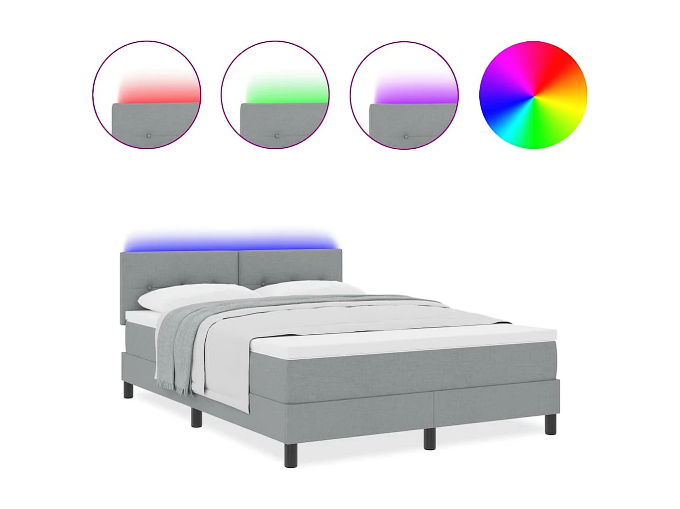 Cadre de lit avec matelas Gris clair 160 x 200 cm tissu