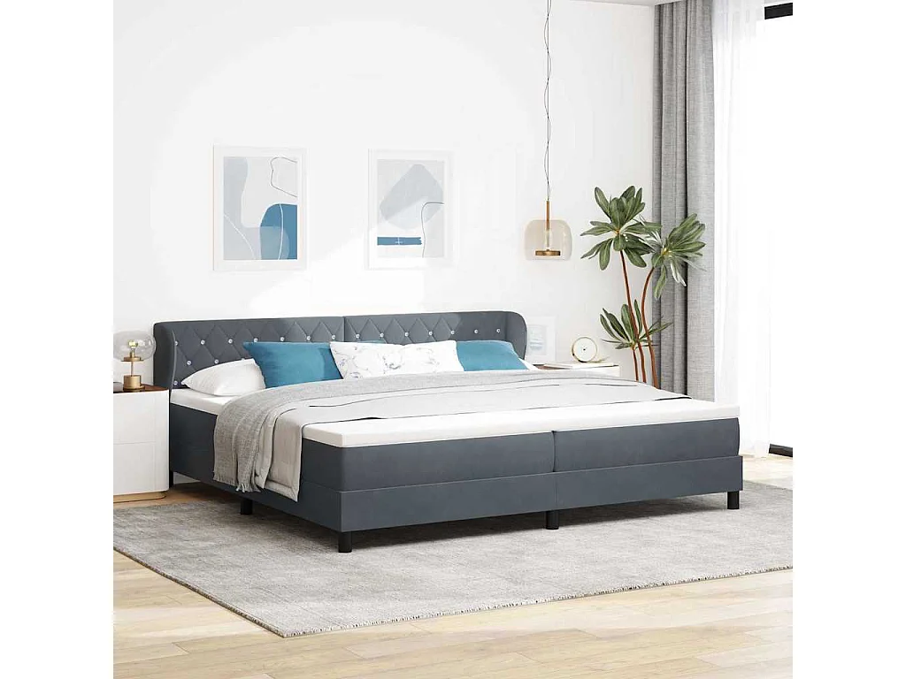 Cama con Somier y Colchón Gris Oscuro 80x200 cm Terciopelo