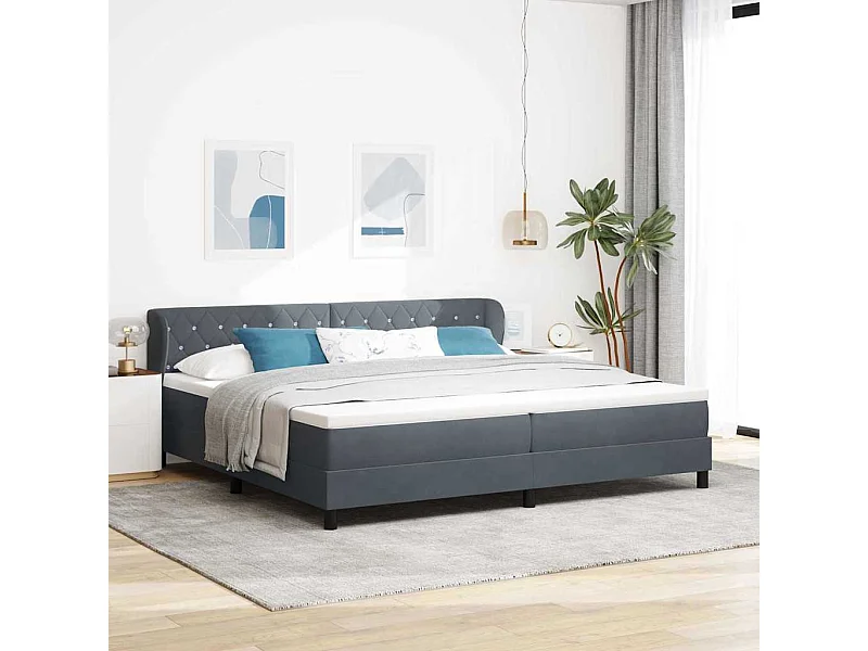 Cadre de lit avec matelas gris foncé 80x200 cm en velours