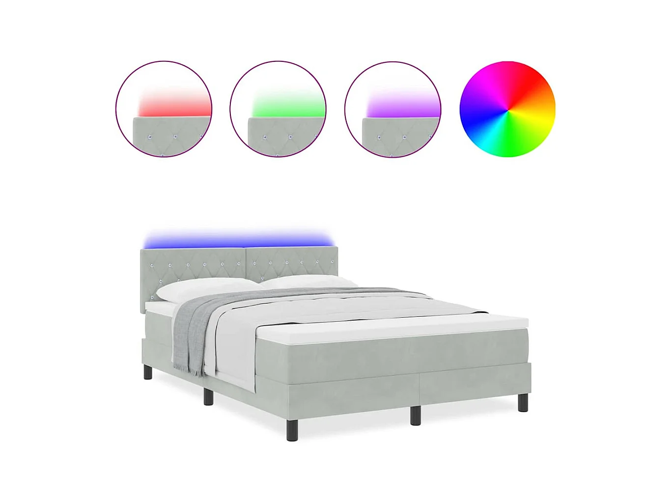 Cadre de lit avec matelas Gris clair 140 x 200 cm Velours