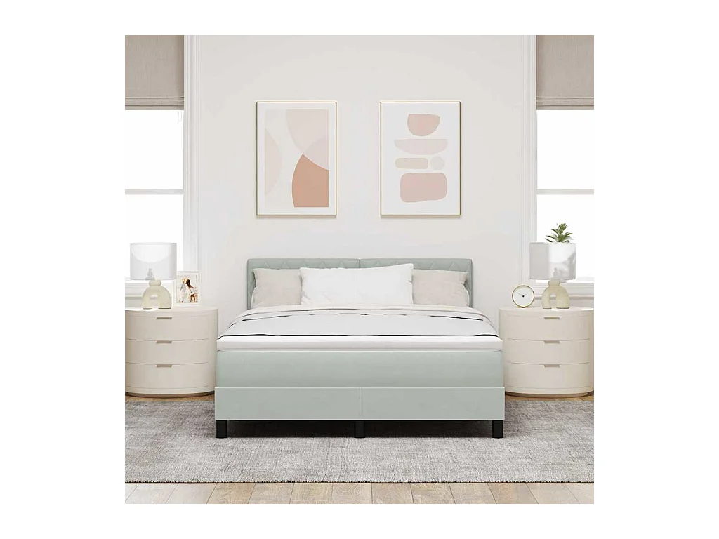 Cadre de lit avec matelas Gris clair 140 x 200 cm Velours