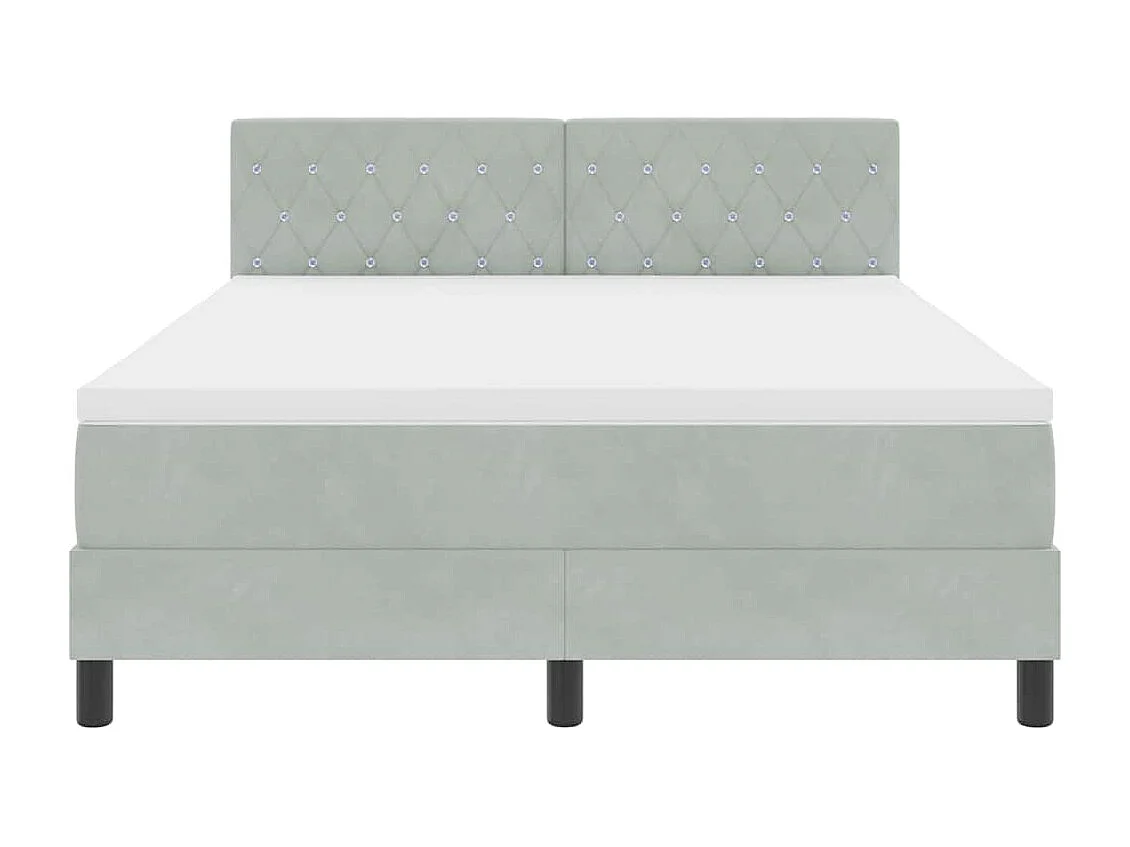 Cama Box com colchão Cinzento-claro 140 x 200 cm Veludo