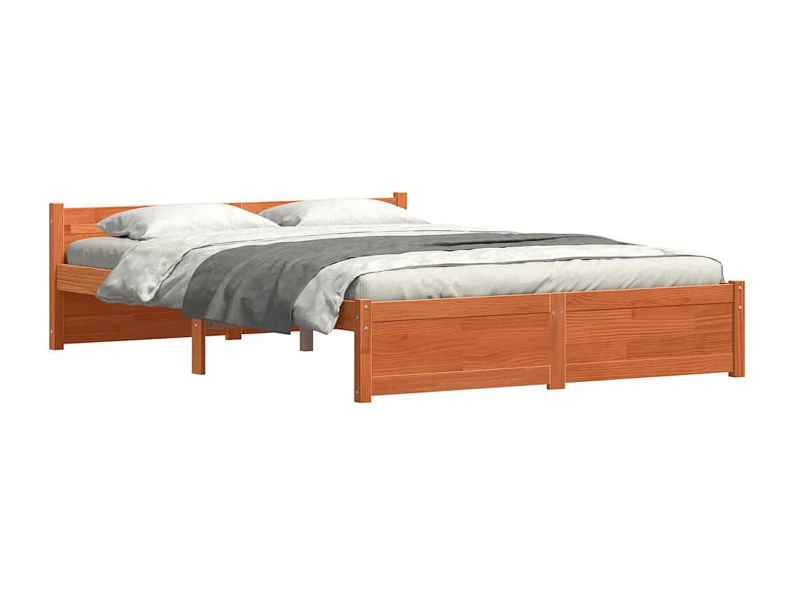 Cadre de lit Marron cire 140 x 190 cm Bois massif en pin