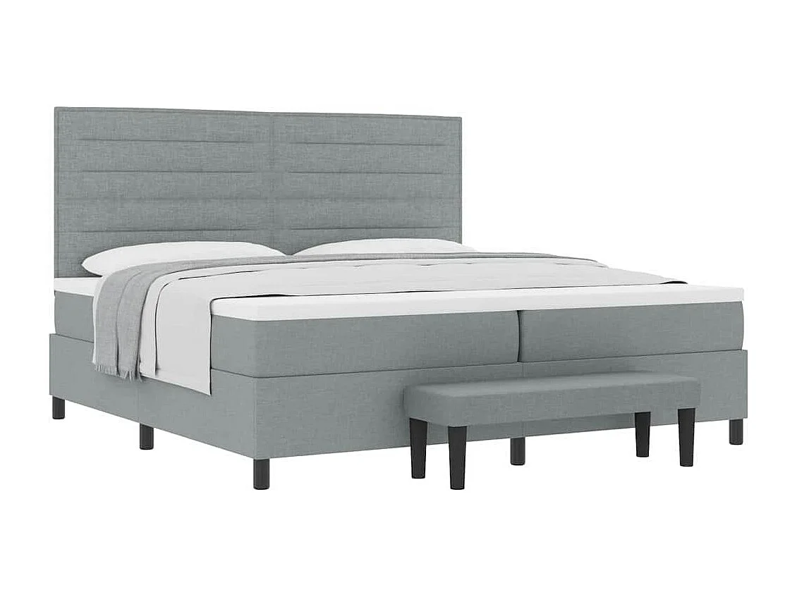 Cadre de lit avec matelas Gris clair 200 x 200 cm tissu