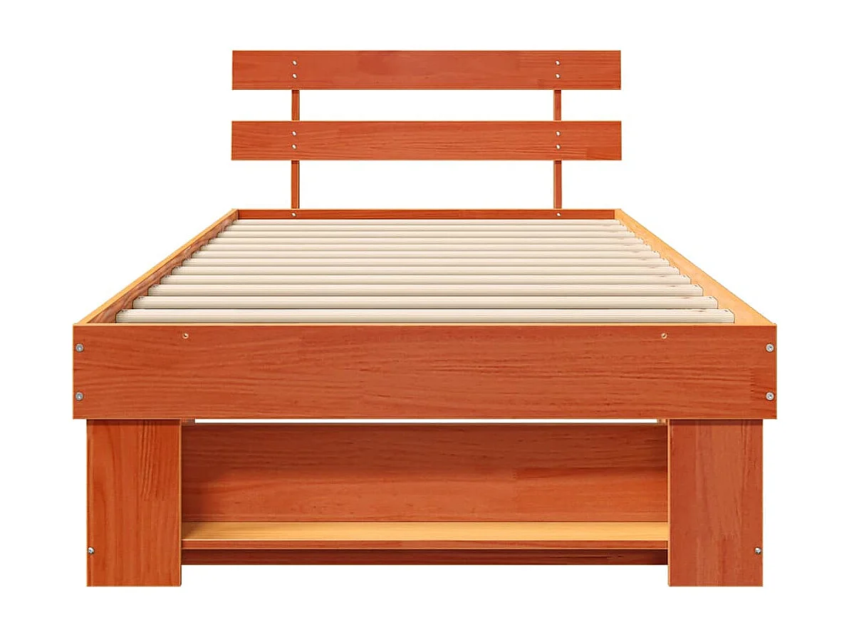 Bedframe met hoofdeinde Wasbruin 75 x 190 cm Massief grenenhout