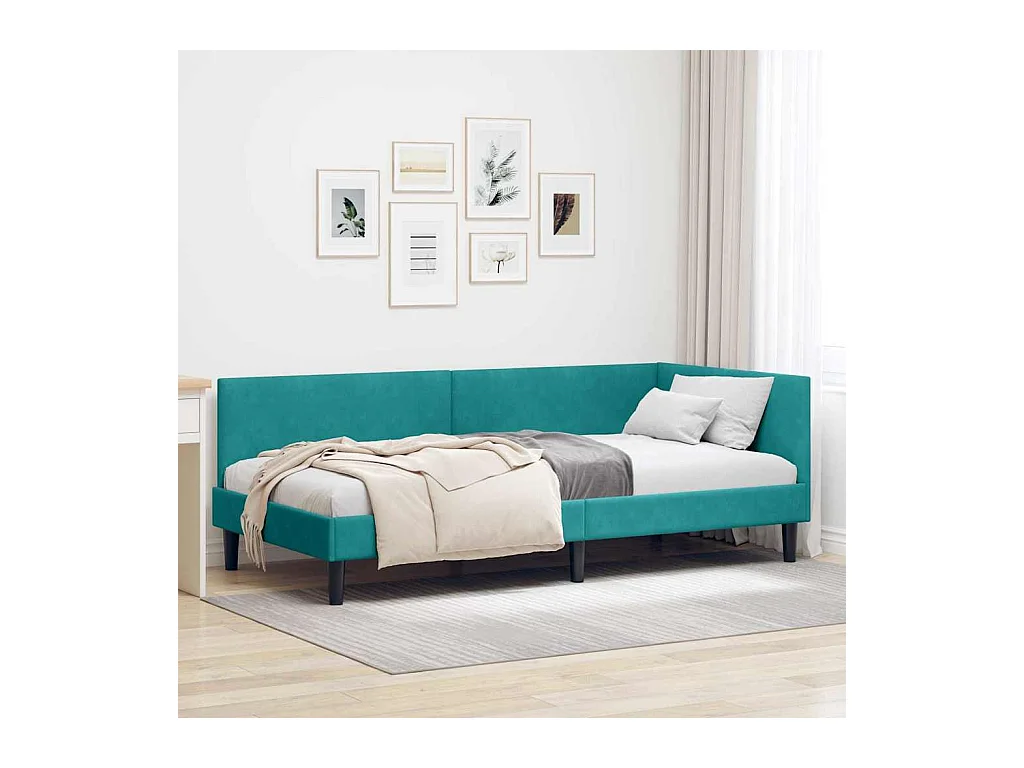 Cadre de lit d'angle Autre Turquoise 100 x 200 cm