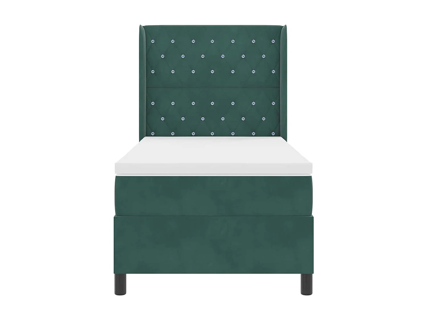 Cama Box Spring com LED e Colchão Verde Escuro 100 x 200 cm