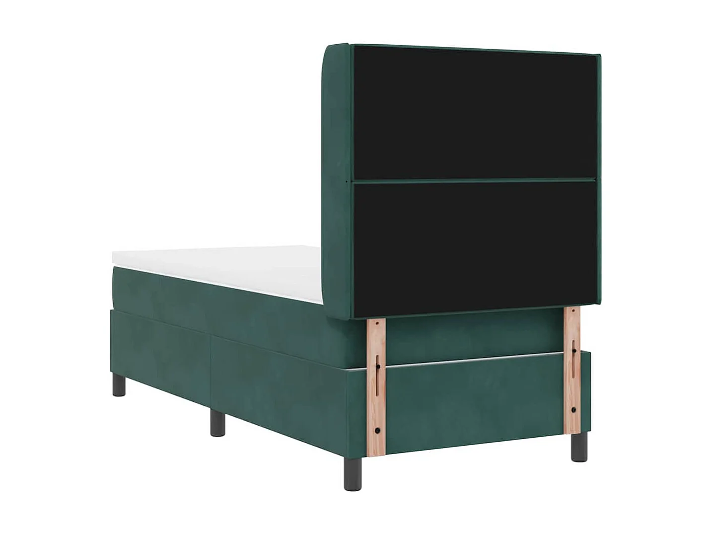Cama Box Spring com LED e Colchão Verde Escuro 100 x 200 cm