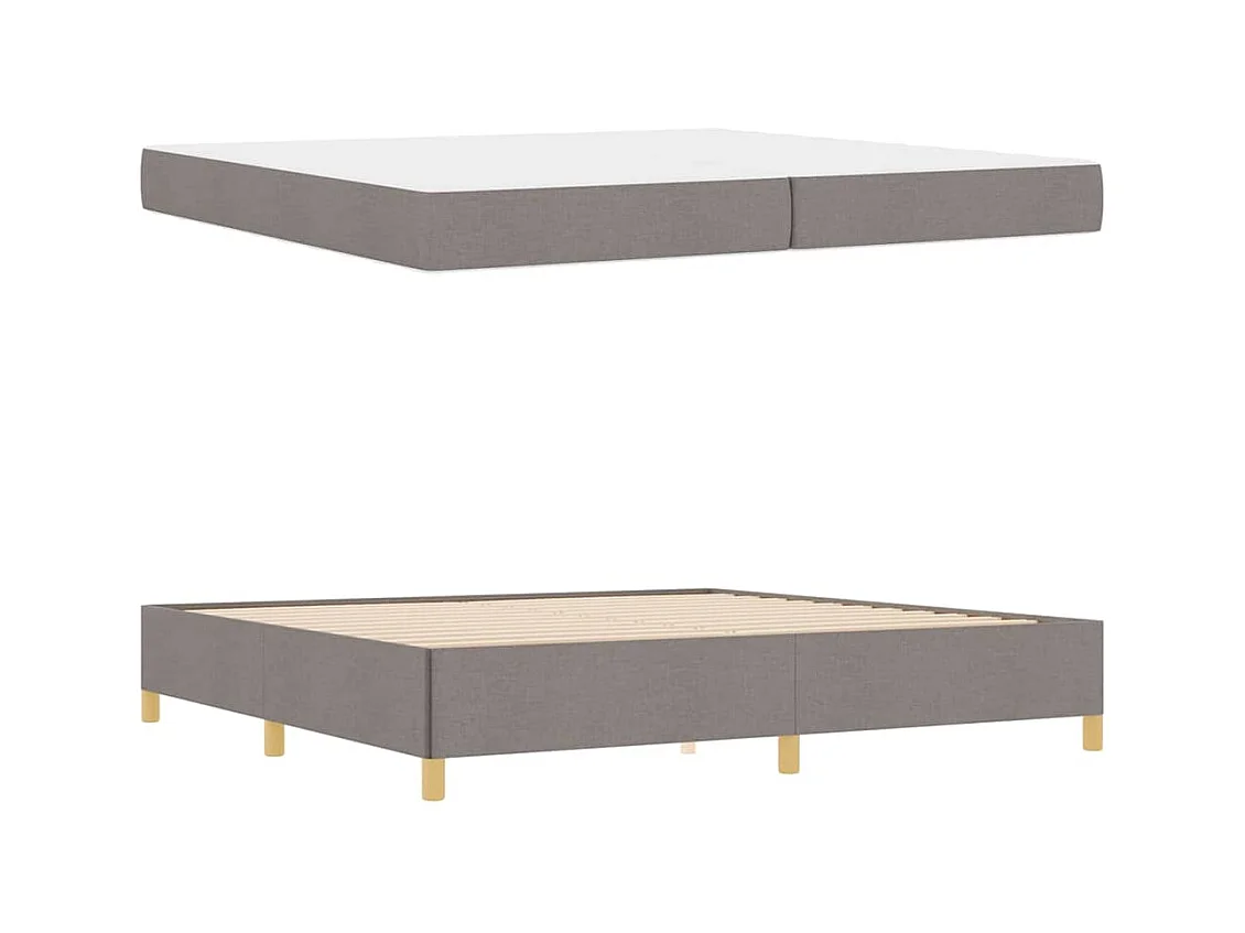 Cadre de lit avec matelas Taupe et blanc 200 x 200 cm tissu