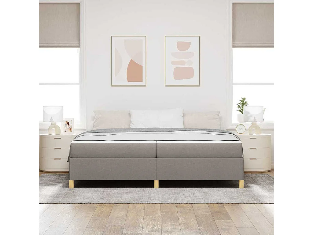 Cama Box com colchão Taupe e Branco 200 x 200 cm tecido