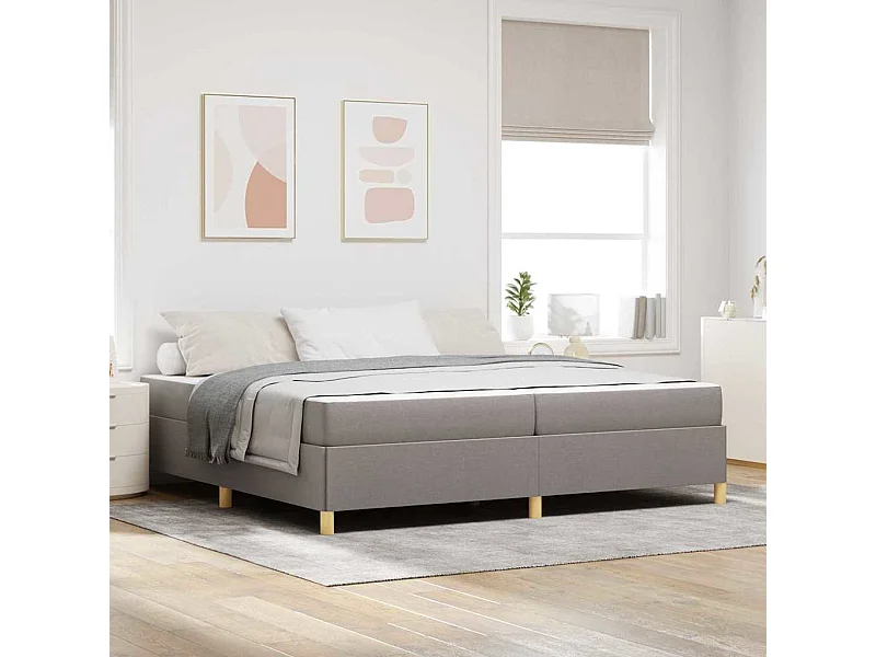 Cama Box com colchão Taupe e Branco 200 x 200 cm tecido