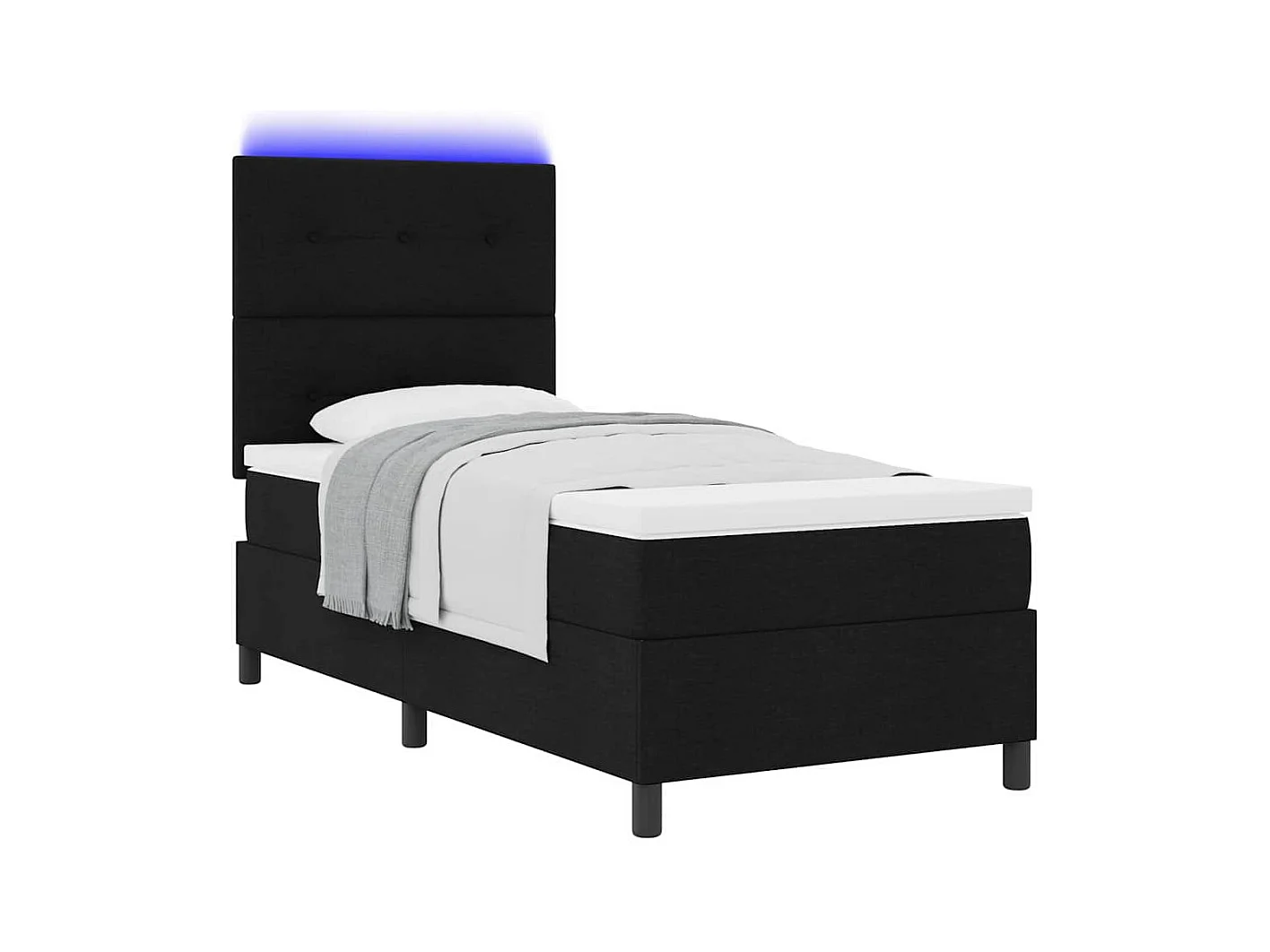 Cama tipo Box Spring con colchón Negro 100 x 200 cm tela