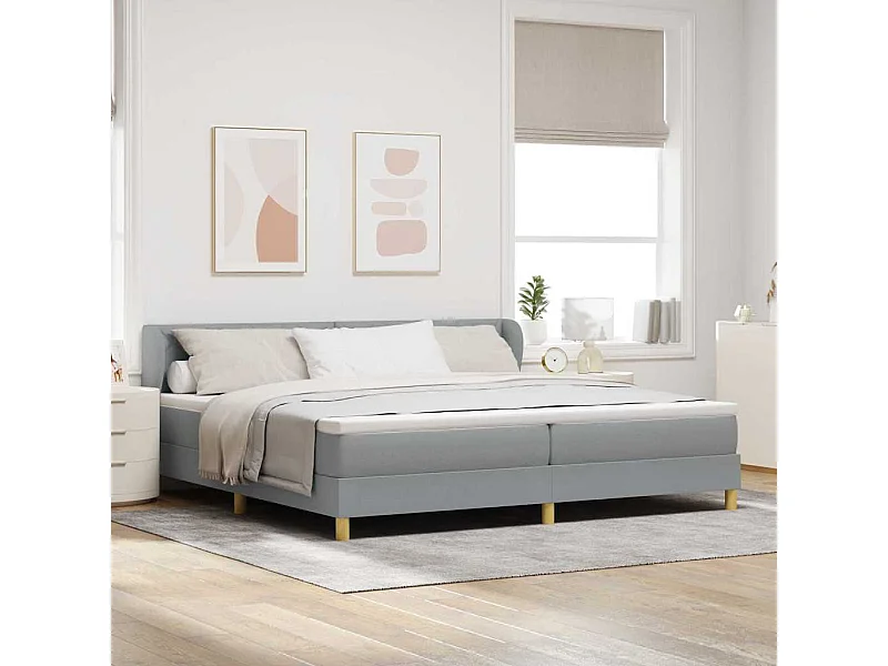 Cadre de lit avec Matelas Crème 90x200 cm Tissu Gris clair