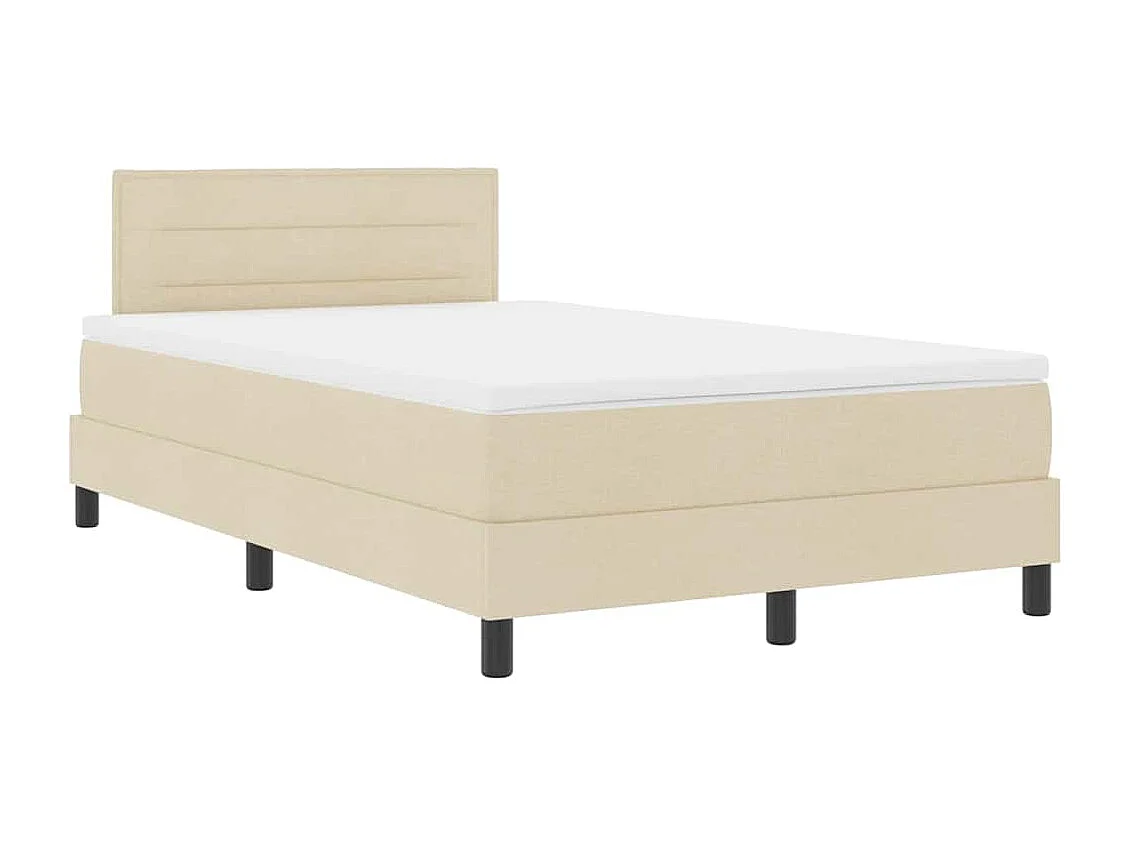Cadre de lit avec matelas Crème 120 x 200 cm tissu