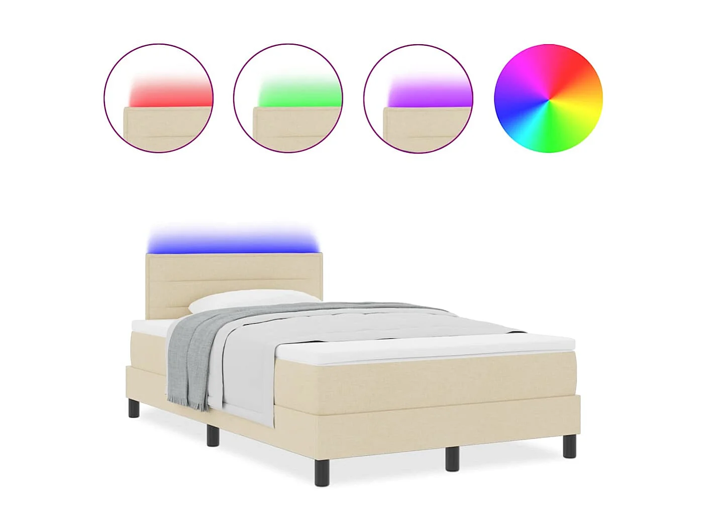 Cadre de lit avec matelas Crème 120 x 200 cm tissu