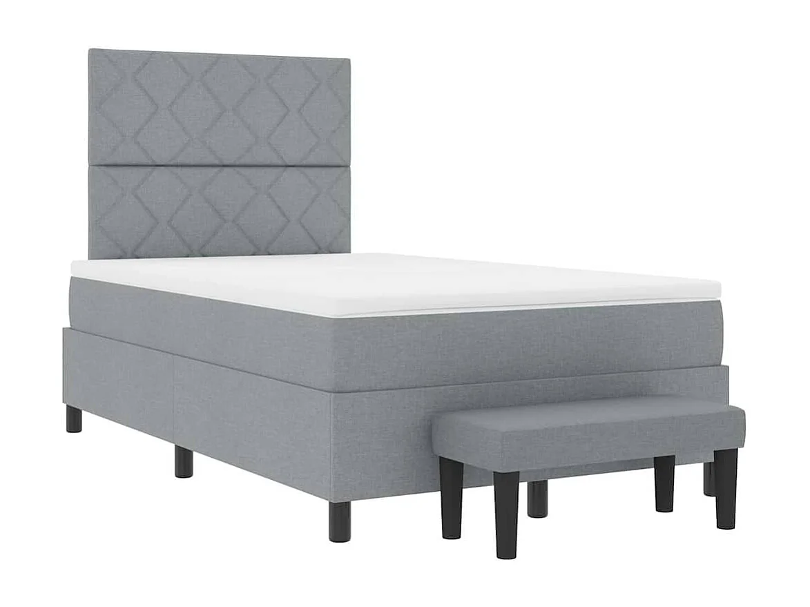Cadre de lit avec matelas Gris clair 120 x 190 cm tissu