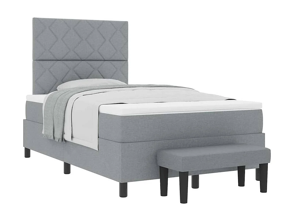 Cadre de lit avec matelas Gris clair 120 x 190 cm tissu