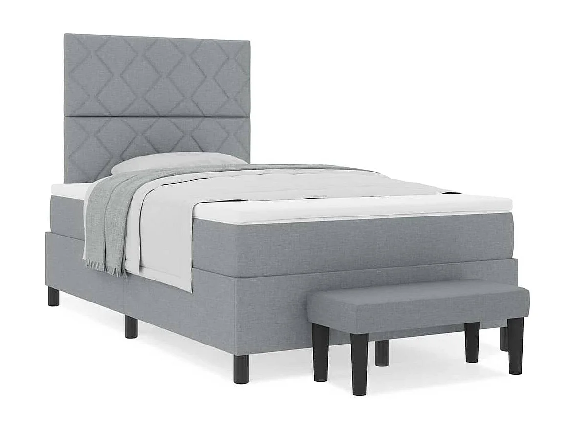 Cadre de lit avec matelas Gris clair 120 x 190 cm tissu
