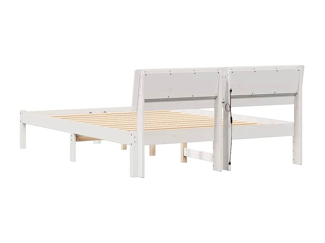 Cadre de lit Blanc 140 x 190 cm Bois massif en pin