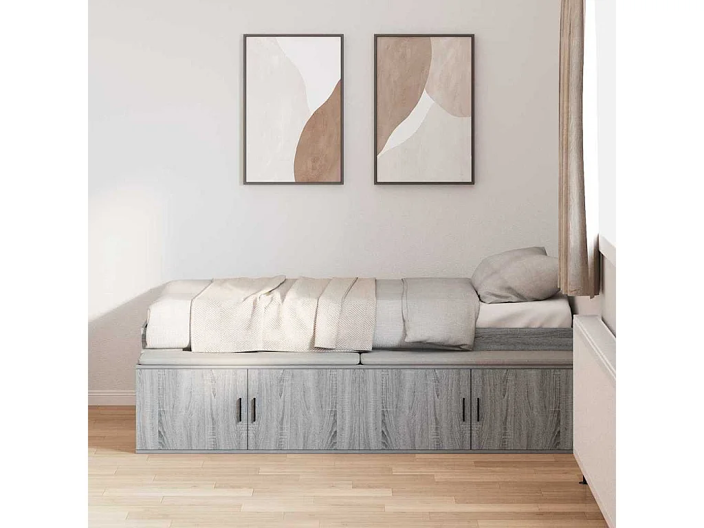 Cadre de lit avec rangement Sonoma gris 90 x 200 cm