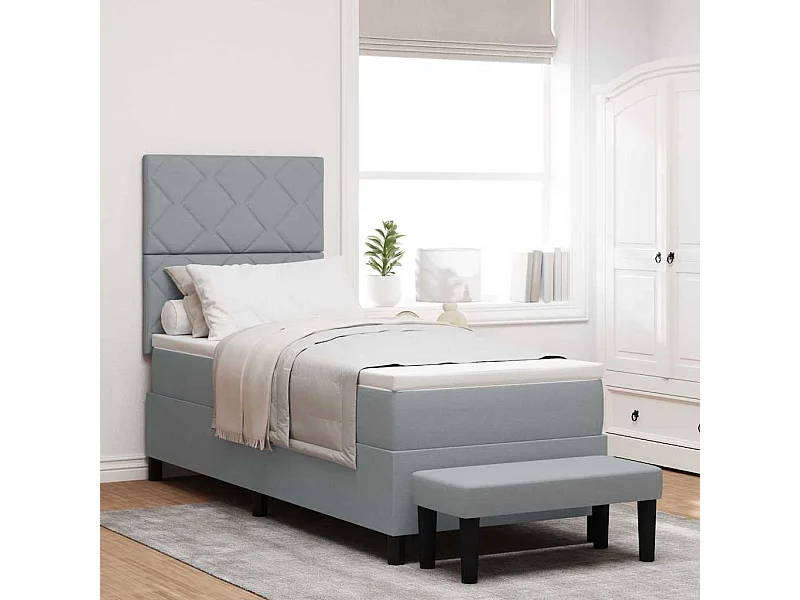 Cama Box com colchão Cinzento-claro 80 x 200 cm tecido