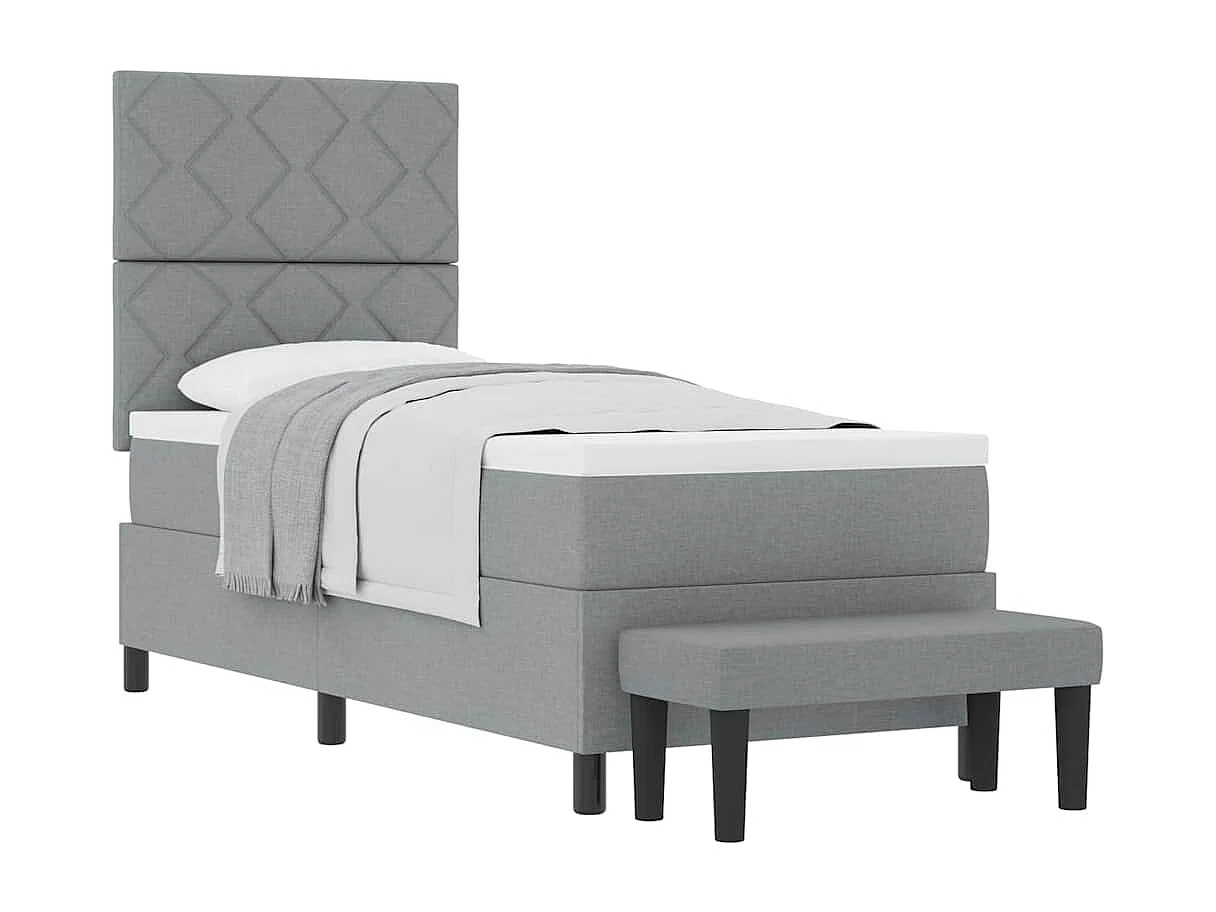 Cadre de lit avec matelas Gris clair 80 x 200 cm tissu