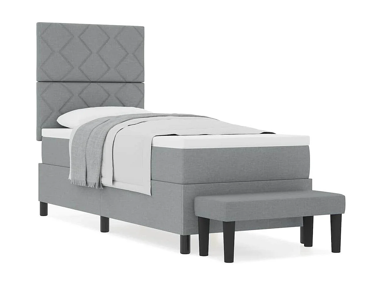 Cadre de lit avec matelas Gris clair 80 x 200 cm tissu