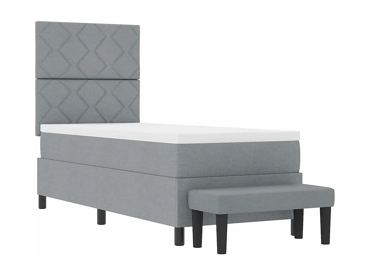 Cadre de lit avec matelas Gris clair 80 x 200 cm tissu