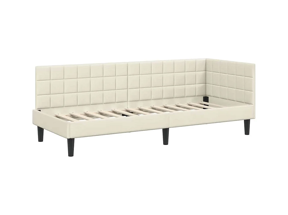 Cadre de lit d'angle avec tête de lit Crème 80 x 200 cm Velours