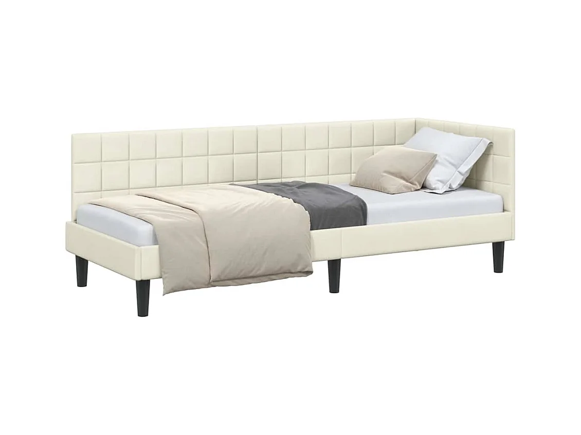 Cadre de lit d'angle avec tête de lit Crème 80 x 200 cm Velours