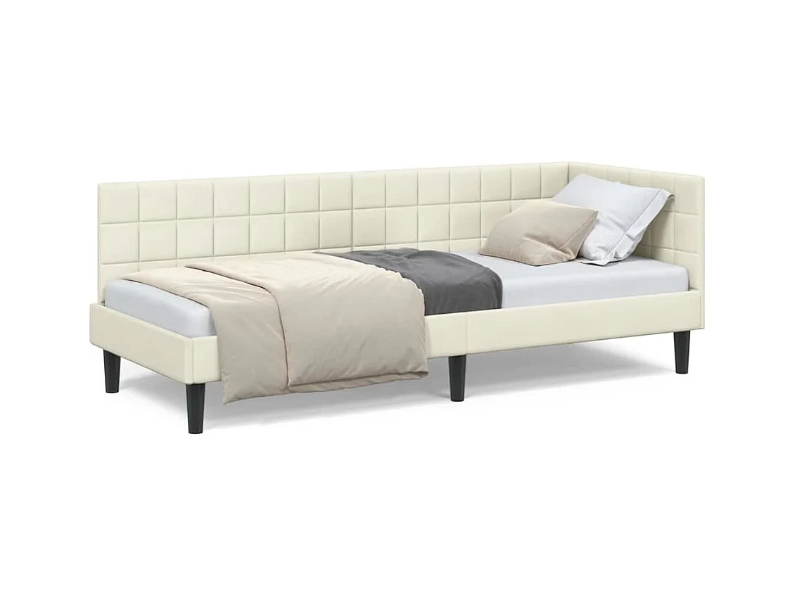 Cadre de lit d'angle avec tête de lit Crème 80 x 200 cm Velours