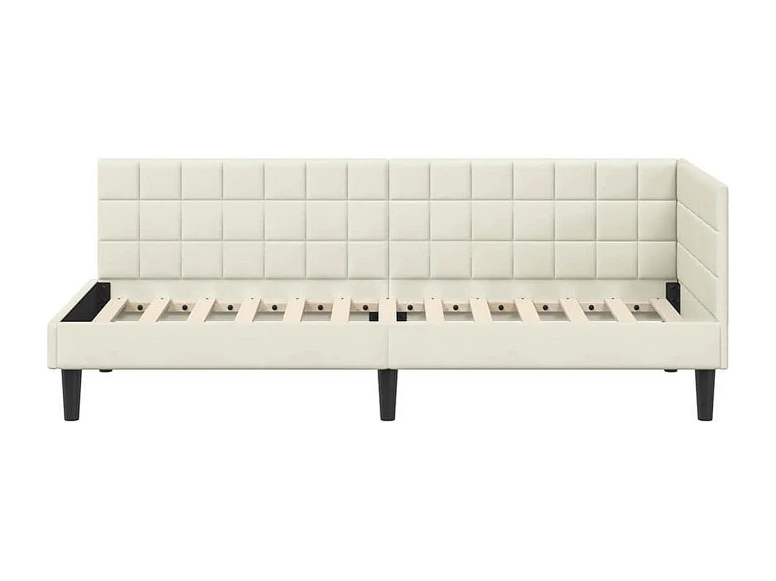 Cadre de lit d'angle avec tête de lit Crème 80 x 200 cm Velours