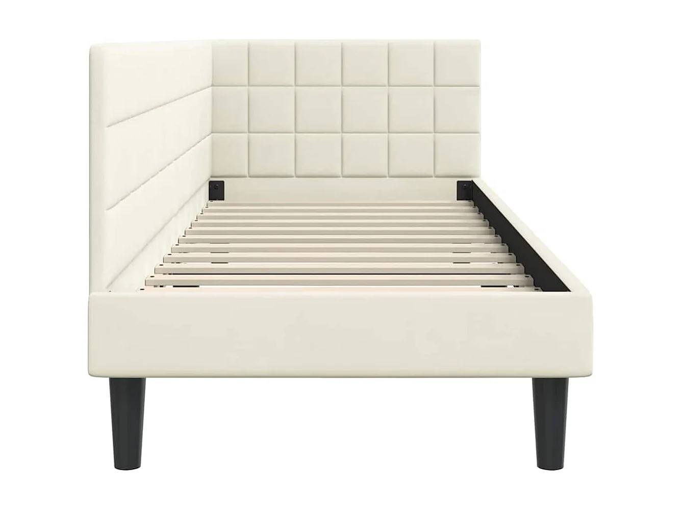 Cadre de lit d'angle avec tête de lit Crème 80 x 200 cm Velours