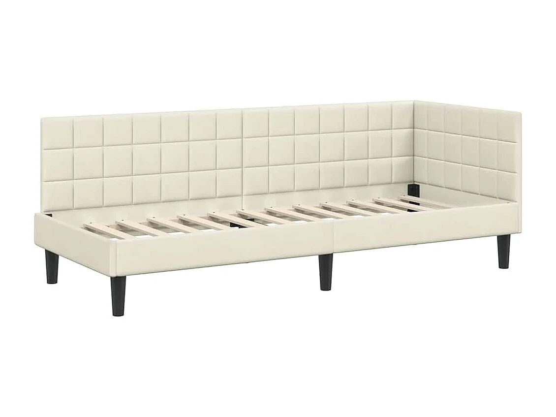 Cadre de lit d'angle avec tête de lit Crème 80 x 200 cm Velours