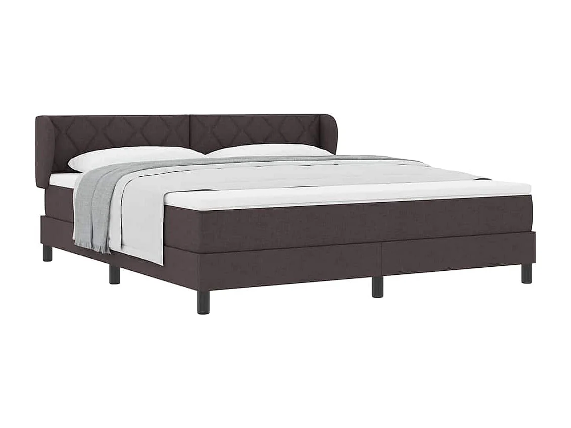 Cadre de lit avec matelas Marron foncé 180 x 200 cm tissu