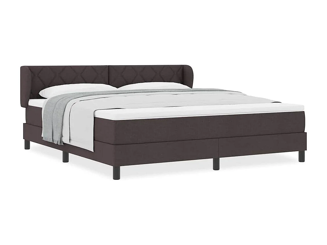 Cadre de lit avec matelas Marron foncé 180 x 200 cm tissu